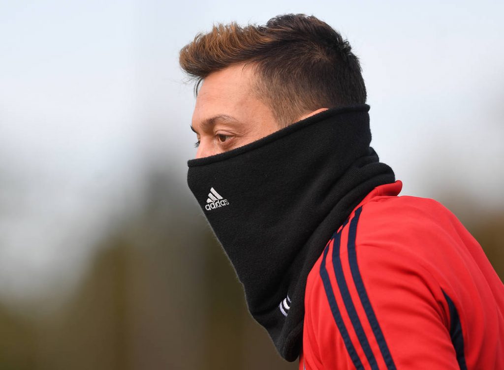 ST ALBANS, ENGLAND - OCTOBER 29: Mesut Ozil of Arsenal during a training session at London Colney on October 29, 2019, in St Albans, England. (Photo by Stuart MacFarlane/Arsenal FC via Getty Images)
