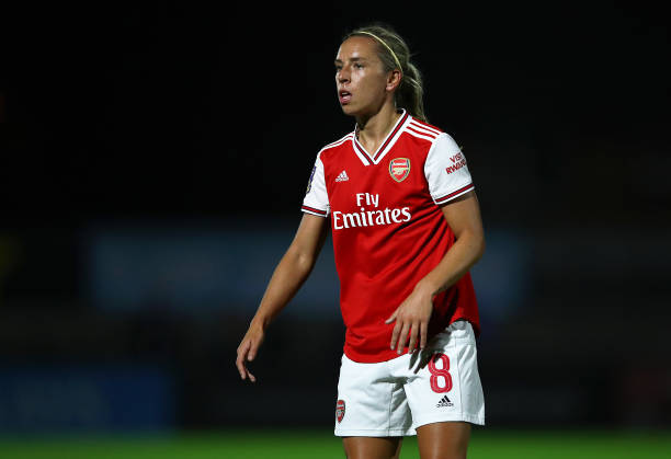 Arsenal handed tough Champions League draw against PSG 2 BOREHAMWOOD, ENGLAND - SEPTEMBER 26: Jordan Nobbs of Arsenal during the UEFA Women's Champions League match between Arsenal Women and Fiorentina Women at Meadow Park on September 26, 2019 in Borehamwood, England. (Photo by Julian Finney/Getty Images)