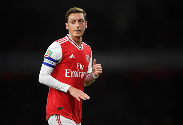 LONDON, ENGLAND - SEPTEMBER 24: Mesut Ozil of Arsenal looks on during the Carabao Cup Third Round match between Arsenal and Nottingham Forest at Em...