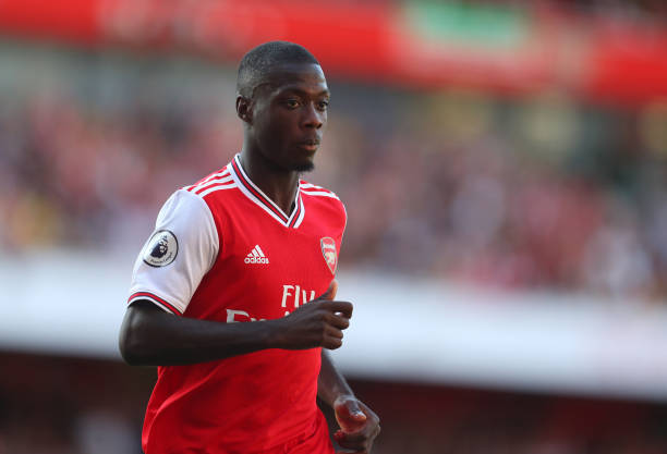 LONDON, ENGLAND - SEPTEMBER 01: Nicolas Pepe of Arsenal during the Premier League match between Arsenal FC and Tottenham Hotspur at Emirates Stadiu...