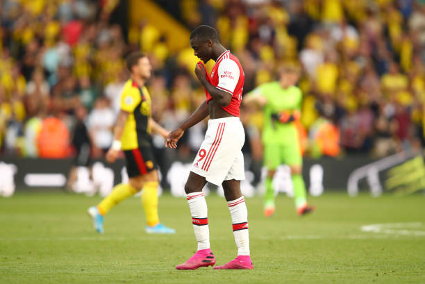 How Nicolas Pepe can fulfil his potential at Arsenal 4 WATFORD, ENGLAND - SEPTEMBER 15: Nicolas Pepe of Arsenal reacts after the Premier League match between Watford FC and Arsenal FC at Vicarage Road on September 15, 2019 in Watford, United Kingdom. (Photo by Julian Finney/Getty Images)