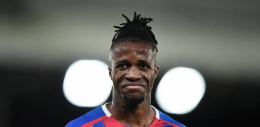 LONDON, ENGLAND - OCTOBER 19: Wilfried Zaha of Crystal Palace reacts during the Premier League match between Crystal Palace and Manchester City at Selhurst Park on October 19, 2019 in London, United Kingdom. (Photo by Alex Broadway/Getty Images)