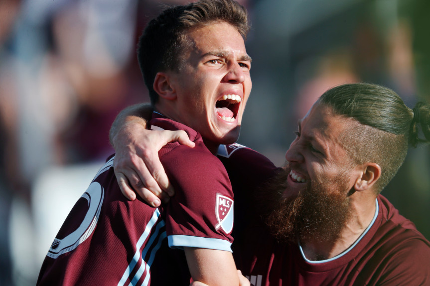 18-year-old Colorado Rapids midfielder to train with Arsenal over international break 2 Colorado Rapids midfielder Cole Bassett, left, celebrates his goal with midfielder Enzo Martinez in the second half of an MLS soccer match against FC Dallas, Sunday, Oct. 28, 2018, in Commerce City, Colo. (AP Photo/David Zalubowski)