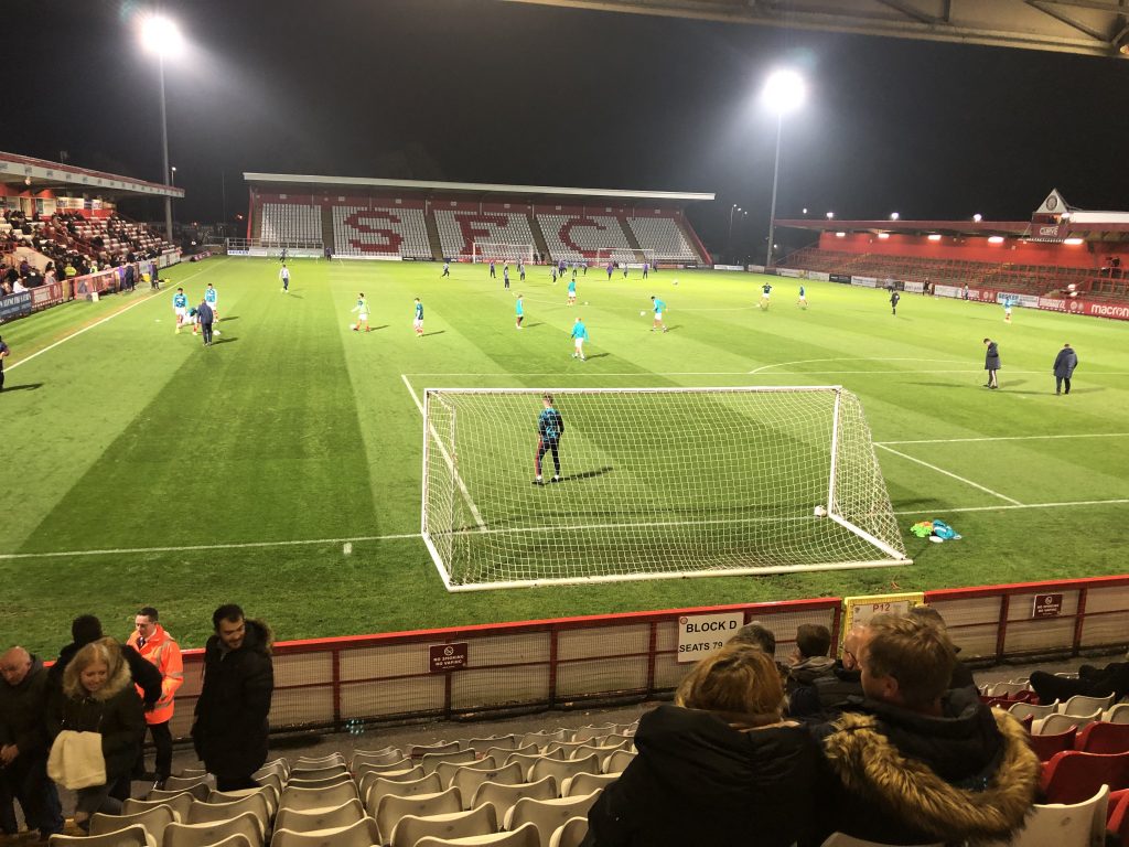 The Arsenal u23 players warm up before the match
