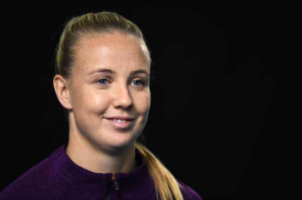 BURTON-UPON-TRENT, ENGLAND - NOVEMBER 06: Beth Mead of England talks to the press during a England Women Media Access day at St Georges Park on Nov...