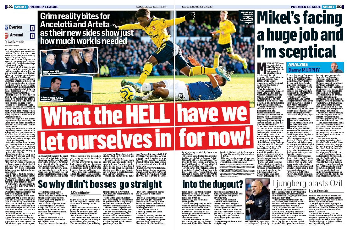 Mail on Sunday take first dig at Mikel Arteta 2 Mail on Sunday, 22 December 2019