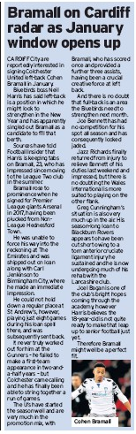 Cardiff City consider move for 'crucial' Cohen Bramall 3 Bramall on Cardiff radar as January window opens up - South Wales Echo, 28 December 2019
