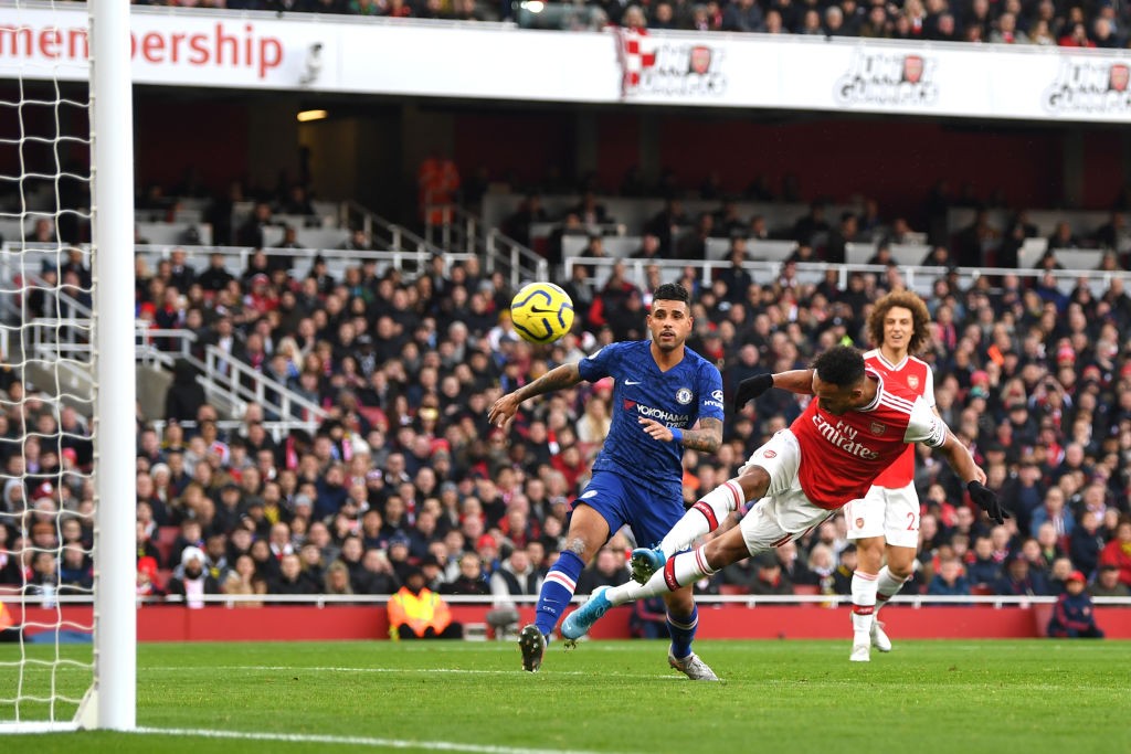 Arsenal Player Ratings vs Chelsea: A few impress despite defeat 6 LONDON, ENGLAND - DECEMBER 29: Pierre-Emerick Aubameyang of Arsenal scores his sides first goal during the Premier League match between Arsenal FC and Chelsea FC at Emirates Stadium on December 29, 2019, in London, United Kingdom. (Photo by Shaun Botterill/Getty Images)