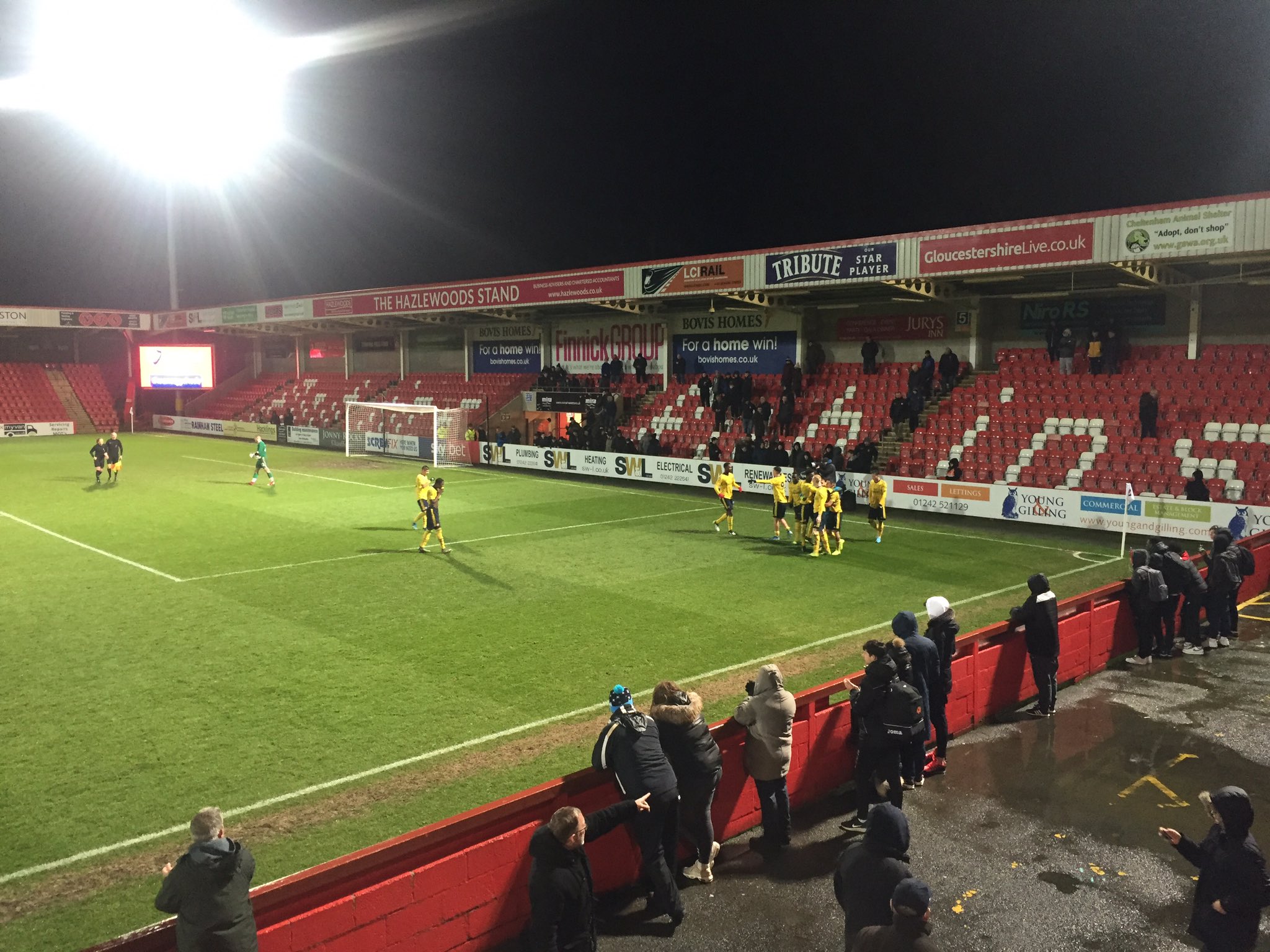 Arsenal u18s away to Cheltenham Town (Photo via Twitter / GaryGunnerJone1)