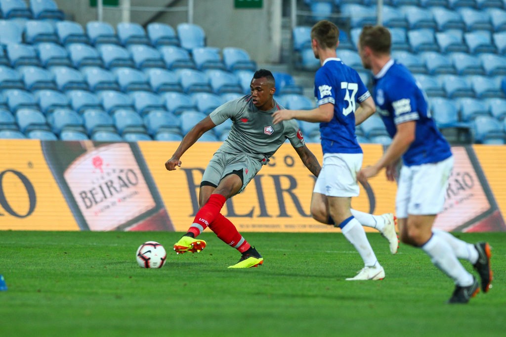 FARO, PORTUGAL - JULY 21: Gabriel Magalhaes of LOSC Lille during the match between Everton FC and LOSC Lille for Algarve Football Cup 2018 at Estad...