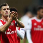 FRANKFURT AM MAIN, GERMANY - SEPTEMBER 19: Granit Xhaka of Arsenal applauds the fans after the UEFA Europa League group F match between Eintracht Frankfurt and Arsenal FC at on September 19, 2019 in Frankfurt am Main, Germany. (Photo by Christian Kaspar-Bartke/Bongarts/Getty Images)