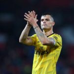 MANCHESTER, ENGLAND - SEPTEMBER 30: Granit Xhaka of Arsenal applauds after the Premier League match between Manchester United and Arsenal FC at Old Trafford on September 30, 2019 in Manchester, United Kingdom. (Photo by Catherine Ivill/Getty Images)
