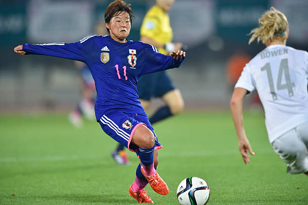 MARUGAME, JAPAN - MAY 24: Shinobu Ohno of Japan in action during the MS&AD Nadeshiko Cup 2015 women's soccer international friendly match between Japan and New Zealand at Kagawa Prefectural Marugame Stadium on May 24, 2015 in Marugame, Japan. (Photo by Koki Nagahama/Getty Images)