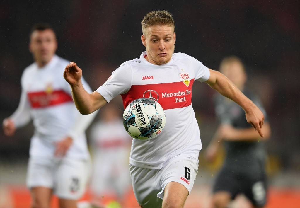 STUTTGART, GERMANY - DECEMBER 09: Santiago Ascacibar of VfB Stuttgart controls the ball during the Second Bundesliga match between VfB Stuttgart and 1. FC Nürnberg at Mercedes-Benz Arena on December 09, 2019, in Stuttgart, Germany. (Photo by Matthias Hangst/Bongarts/Getty Images)