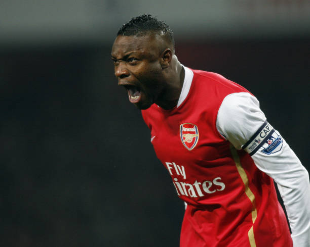 William Gallas confuses himself with Gabriel Martinelli 3 Arsenal footballer William Gallas shouts at his team during their Premiership match against Blackburn at the Emirates Stadium in North London, England, on February 11, 2008. (Photo credit should read GLYN KIRK/AFP via Getty Images)