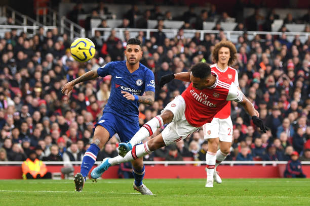 Aubameyang's defensive stats v Chelsea smash his season averages 2 LONDON, ENGLAND - DECEMBER 29: Pierre-Emerick Aubameyang of Arsenal scores his sides first goal during the Premier League match between Arsenal FC and Chelsea FC at Emirates Stadium on December 29, 2019 in London, United Kingdom. (Photo by Shaun Botterill/Getty Images)