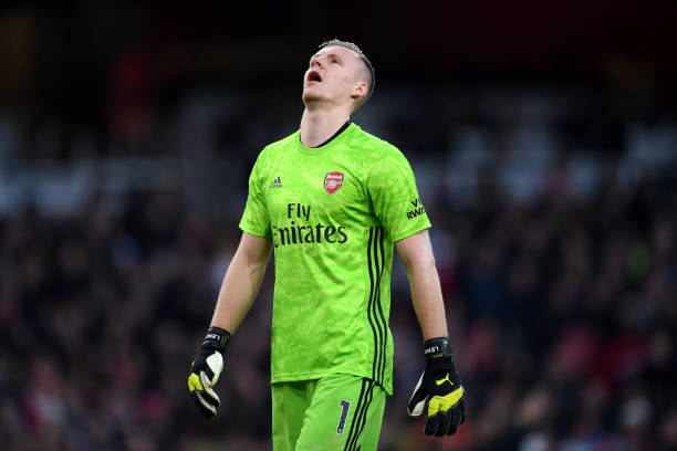 LONDON, ENGLAND - DECEMBER 29: Bernd Leno of Arsenal reacts after Chelsea score their first goal during the Premier League match between Arsenal FC...