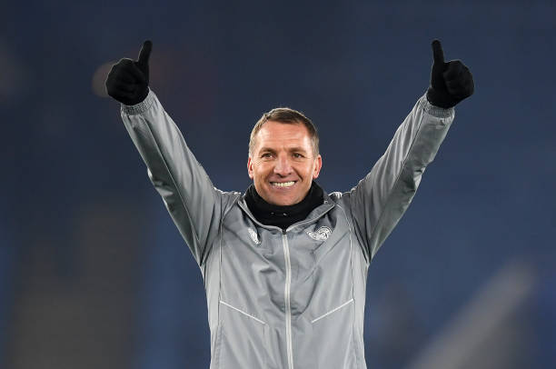 Leicester City top scorer ruled out of Arsenal clash with injury 2 LEICESTER, ENGLAND - DECEMBER 04: Brendan Rodgers, Manager of Leicester City acknowledges the fans after the Premier League match between Leicester City and Watford FC at The King Power Stadium on December 04, 2019 in Leicester, United Kingdom. (Photo by Michael Regan/Getty Images)