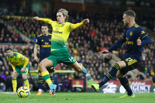 22 things I noticed as Arsenal bring back the banter era against Norwich 7 NORWICH, ENGLAND - DECEMBER 01: Todd Cantwell of Norwich City and Calum Chambers of Arsenal battle for the ball during the Premier League match between Norwich City and Arsenal FC at Carrow Road on December 01, 2019 in Norwich, United Kingdom. (Photo by Julian Finney/Getty Images)