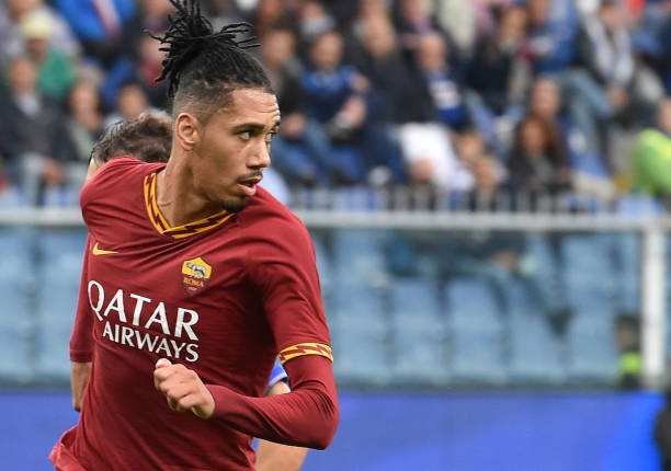 GENOA, ITALY - OCTOBER 20: Chris Smalling of AS Roma during the Serie A match between UC Sampdoria and AS Roma at Stadio Luigi Ferraris on October ...