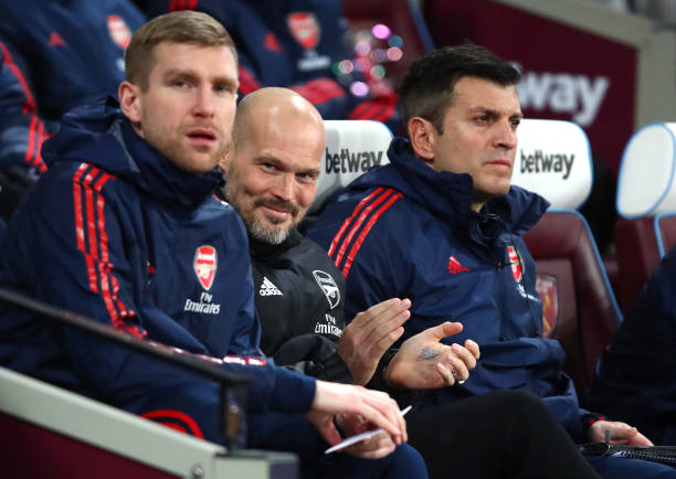 LONDON, ENGLAND - DECEMBER 09: Freddie Ljungberg, Interim Manager of Arsenal during the Premier League match between West Ham United and Arsenal FC at London Stadium on December 09, 2019 in London, United Kingdom. (Photo by Julian Finney/Getty Images)