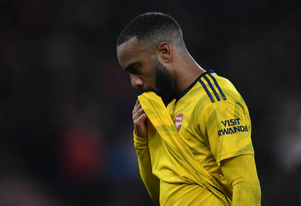 BOURNEMOUTH, ENGLAND - DECEMBER 26: Alexandre Lacazette of Arsenal reacts following the Premier League match between AFC Bournemouth and Arsenal FC at Vitality Stadium on December 26, 2019 in Bournemouth, United Kingdom. (Photo by Harriet Lander/Getty Images)
