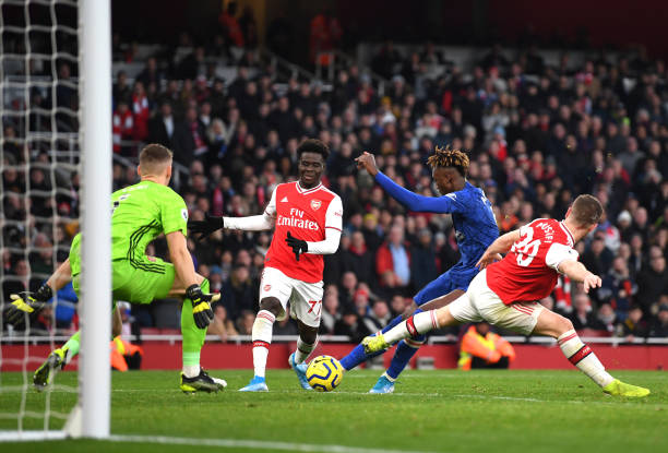 Arsenal could still sell Mustafi despite Chambers injury 2 LONDON, ENGLAND - DECEMBER 29: Tammy Abraham of Chelsea scores his sides second goal during the Premier League match between Arsenal FC and Chelsea FC at Emirates Stadium on December 29, 2019 in London, United Kingdom. (Photo by Shaun Botterill/Getty Images)