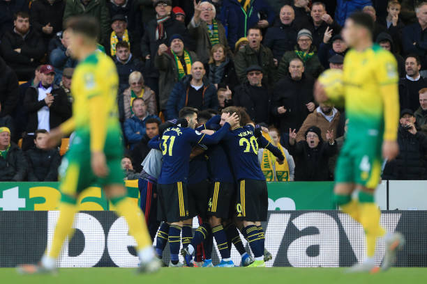 22 things I noticed as Arsenal bring back the banter era against Norwich 13 NORWICH, ENGLAND - DECEMBER 01: Pierre-Emerick Aubameyang of Arsenal celebrates with team mates after scoring his sides second goal during the Premier League match between Norwich City and Arsenal FC at Carrow Road on December 01, 2019 in Norwich, United Kingdom. (Photo by Stephen Pond/Getty Images)