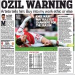 OZIL WARNING Daily Mail 1 January 2020