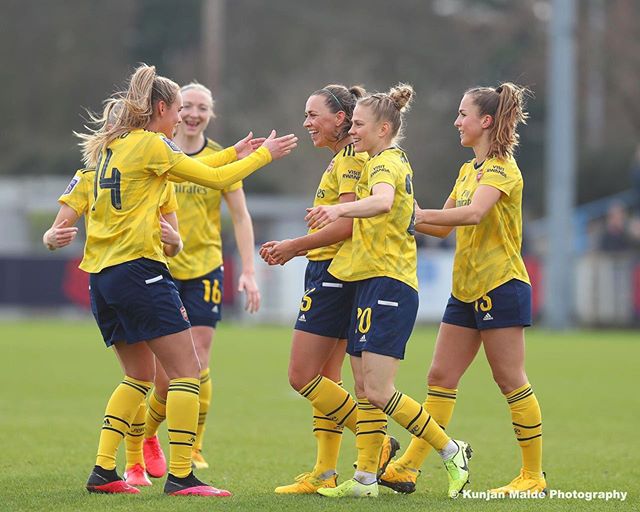 Arsenal Women after their goal against West Ham (Photo via Instagram)