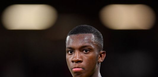 BOURNEMOUTH, ENGLAND - JANUARY 27: Edward Nketiah of Arsenal looks on during the FA Cup Fourth Round match between AFC Bournemouth and Arsenal at Vitality Stadium on January 27, 2020, in Bournemouth, England. (Photo by Justin Setterfield/Getty Images)