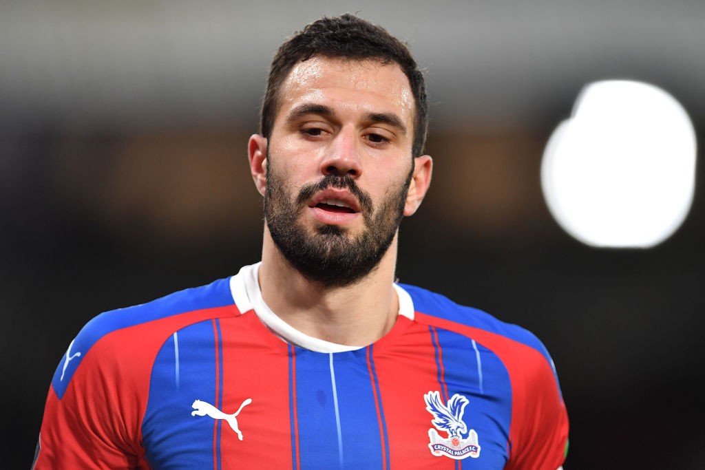LONDON, ENGLAND - JANUARY 05: Luka Milivojevic of Crystal Palace during the FA Cup Third Round match between Crystal Palace and Derby County at Sel...