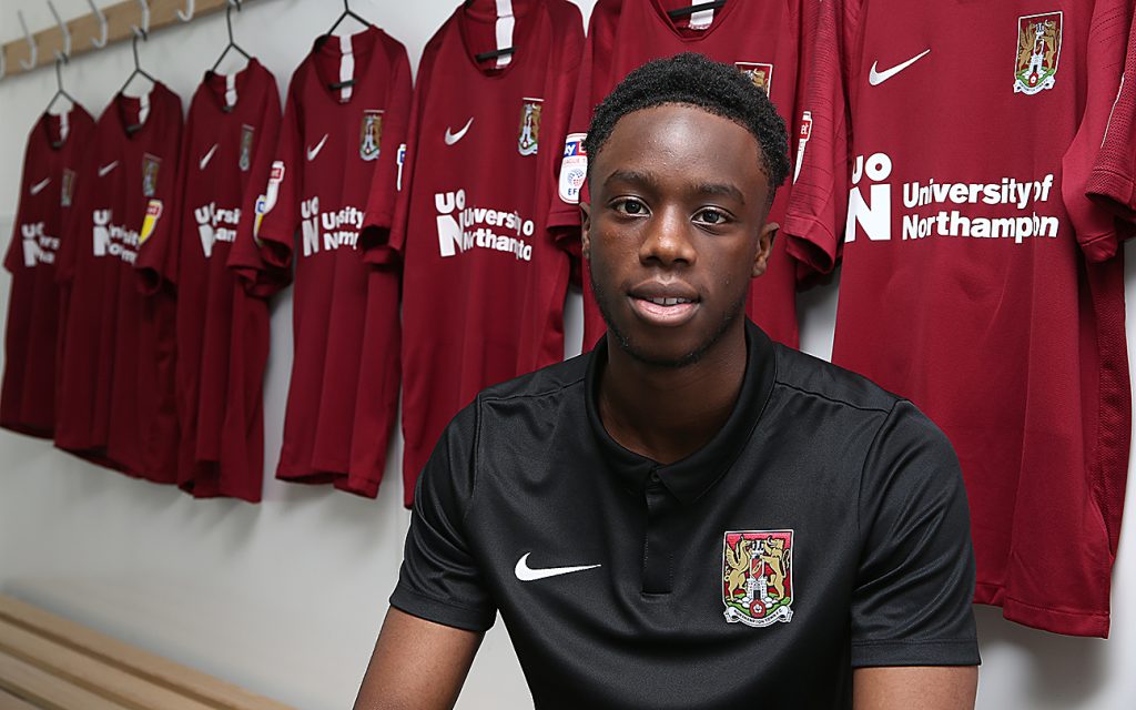 James Olayinka with Northampton Town (Photo via NTFC.co.uk)