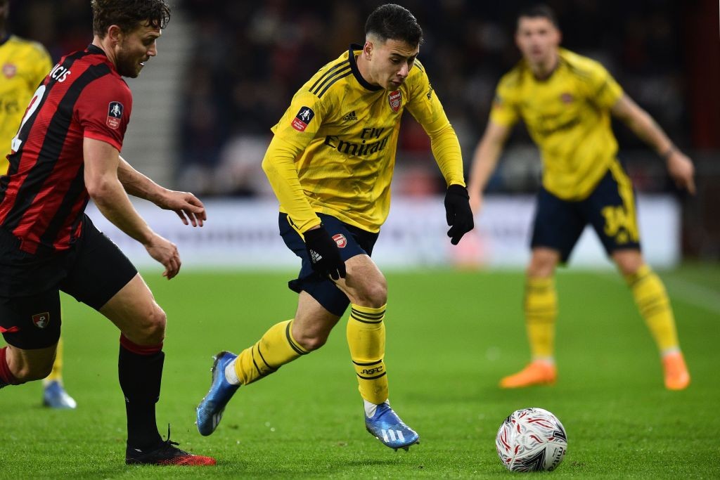 Arsenal Player Ratings vs Bournemouth 2 Arsenal's Brazilian striker Gabriel Martinelli runs with the ball during the English FA Cup fourth round football match between Bournemouth and Arsenal at the Vitality Stadium in Bournemouth, southern England on January 27, 2020. (Photo by Glyn KIRK / AFP)