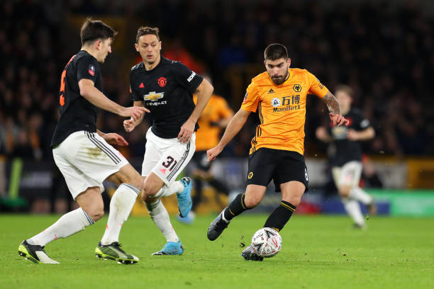 Arsenal working on deal for Ruben Neves 2 WOLVERHAMPTON, ENGLAND - JANUARY 04: Ruben Neves of Wolverhampton Wanderers battles for possession with Harry Maguire of Manchester United during the FA Cup Third Round match between Wolverhampton Wanderers and Manchester United at Molineux on January 04, 2020 in Wolverhampton, England. (Photo by Catherine Ivill/Getty Images)