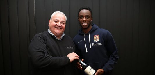 James Olayinka after his Northampton Town debut (Photo via ntfc.co.uk)