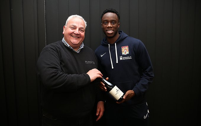 James Olayinka after his Northampton Town debut (Photo via ntfc.co.uk)