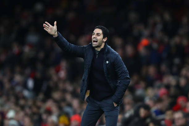 LONDON, ENGLAND - JANUARY 06: Mikel Arteta, Manager of Arsenal reacts during the FA Cup Third Round match between Arsenal FC and Leeds United at th...