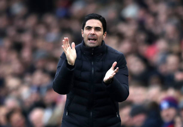LONDON, ENGLAND - JANUARY 11: Mikel Arteta, Manager of Arsenal reacts during the Premier League match between Crystal Palace and Arsenal FC at Selh...