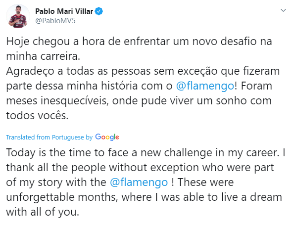 pablo mari farewell tweet