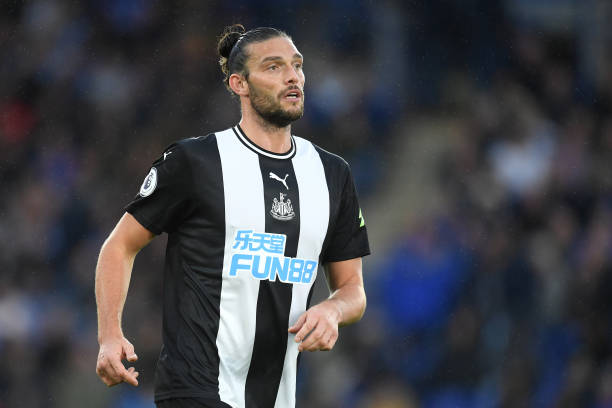 Andy Carroll of Newcastle United looks on during the Premier League match between Leicester City and Newcastle United at The King Power Stadium on ...