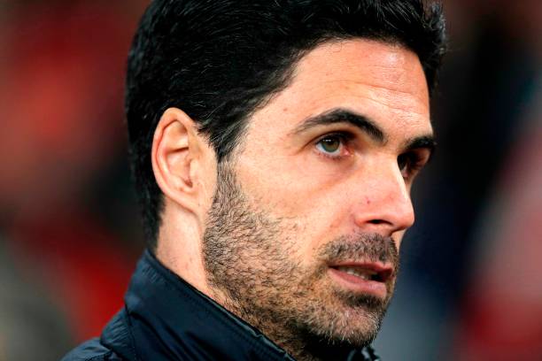 Arsenal's Spanish head coach Mikel Arteta arrives for the UEFA Europa league round of 32 second leg football match between Arsenal and Olympiakos a...