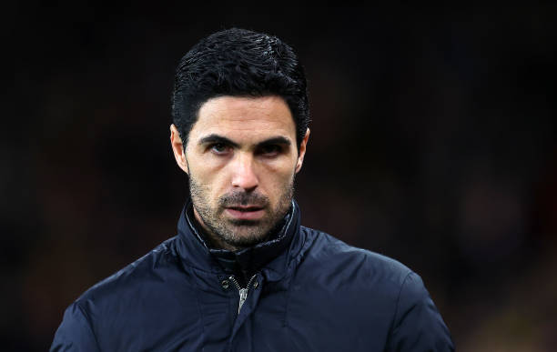 Arsenal Manager, Mikel Arteta looks on prior to the UEFA Europa League round of 32 second leg match between Arsenal FC and Olympiacos FC at Emirate...