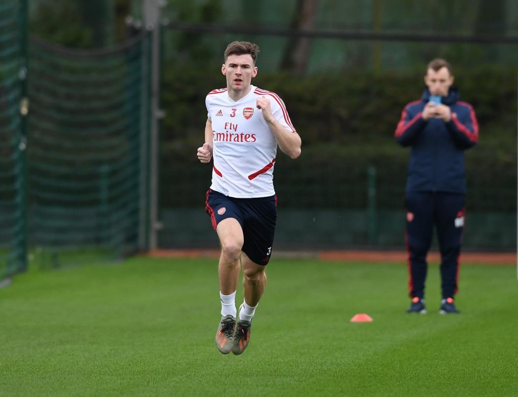 Ornstein: Tierney won't return until mid-to-late March 2 Kieran Tierney back in training with Arsenal (Photo via Twitter)