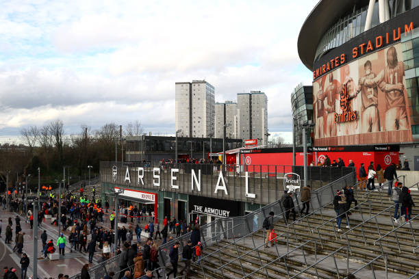 LONDON, ENGLAND - FEBRUARY 23: General view outside the stadium prior to the Premier League match between Arsenal FC and Everton FC at Emirates Sta...
