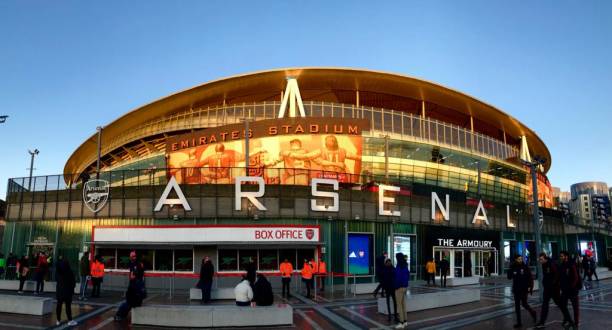 A general view outside the stadium prior to the UEFA Europa League round of 32 second leg match between Arsenal FC and Olympiacos FC at Emirates St...