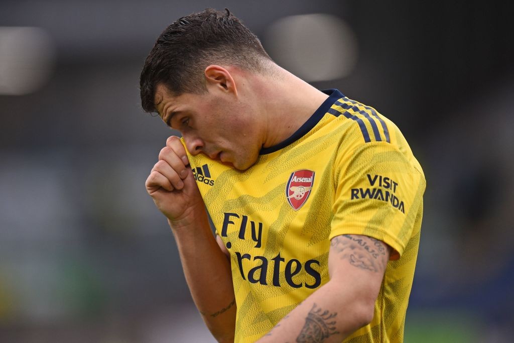 Arsenal Player Ratings vs Burnley 5 Arsenal's Swiss midfielder Granit Xhaka as he leaves after the English Premier League football match between Burnley and Arsenal at Turf Moor in Burnley, north west England on February 2, 2020. - The game finished 0-0. (Photo by Oli SCARFF / AFP)