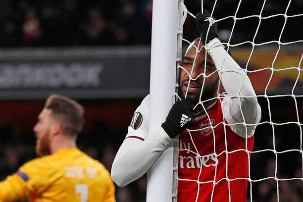 How much will Arsenal earn from the Europa League? 5 Arsenal's French striker Alexandre Lacazette reacts after his goal is disallowed for offside during the UEFA Europa league round of 32 second leg football match between Arsenal and Olympiakos at the Emirates stadium in London on February 27, 2020.