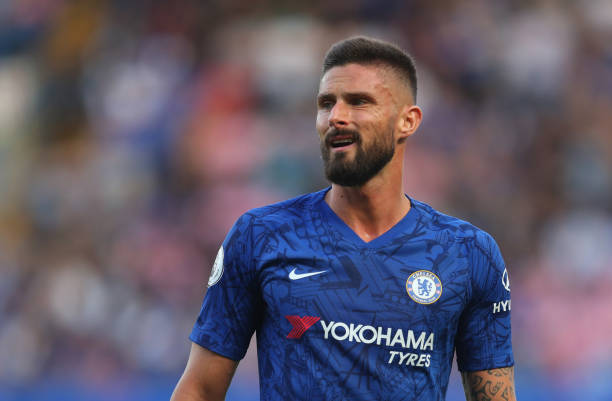 Olivier Giroud of Chelsea during the Premier League match between Chelsea FC and Leicester City at Stamford Bridge on August 18, 2019 in London, Un...