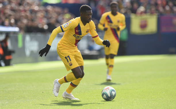 Ousmane Dembele of FC Barcelona in action during the Liga match between CD Leganes and FC Barcelona at Estadio Municipal de Butarque on November 23...